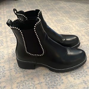 Fake leather studded ankle boots